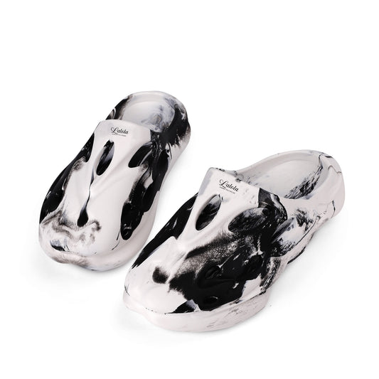 Lalola Boutique Branded Two-tone Hollow Out Clogs
