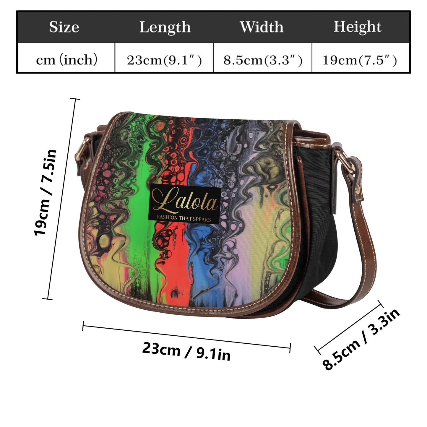 Lalola *Art U Wear* Saddle Bag, HooArt Rainbow