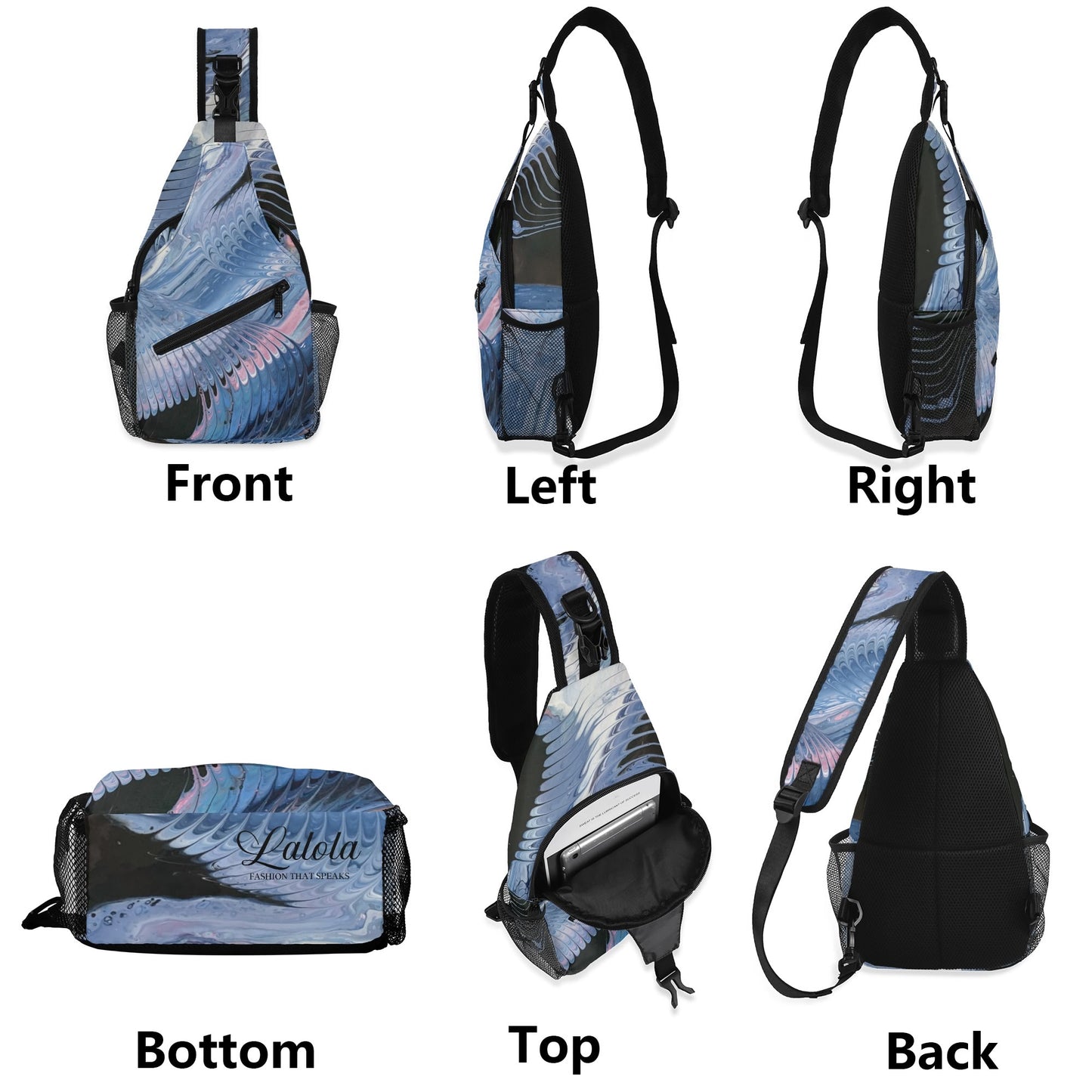 Lalola *Art U Wear* Crossbody Bag with Adjustable Strap, HooArt Blue