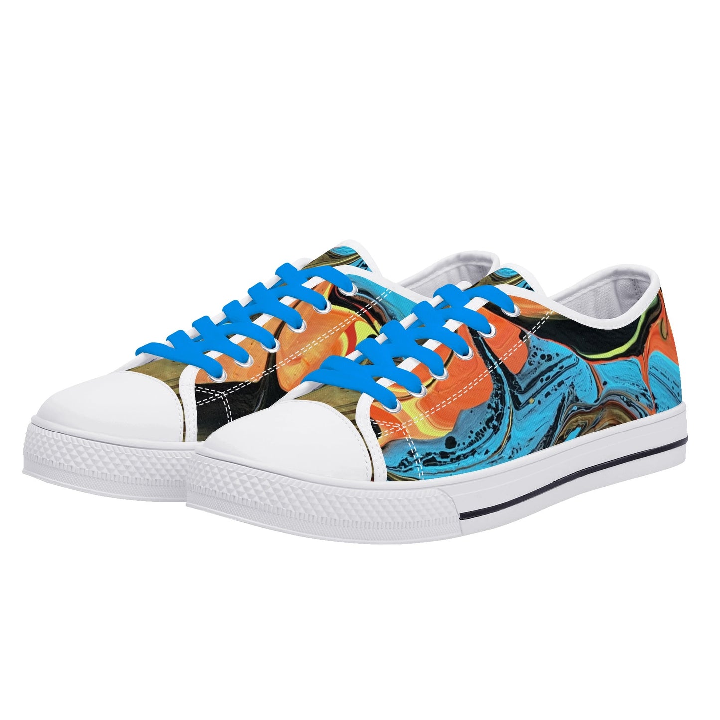 Lalola Branded Art U Wear, UNIQUE Womens Low Top Canvas Shoes, Black Branded