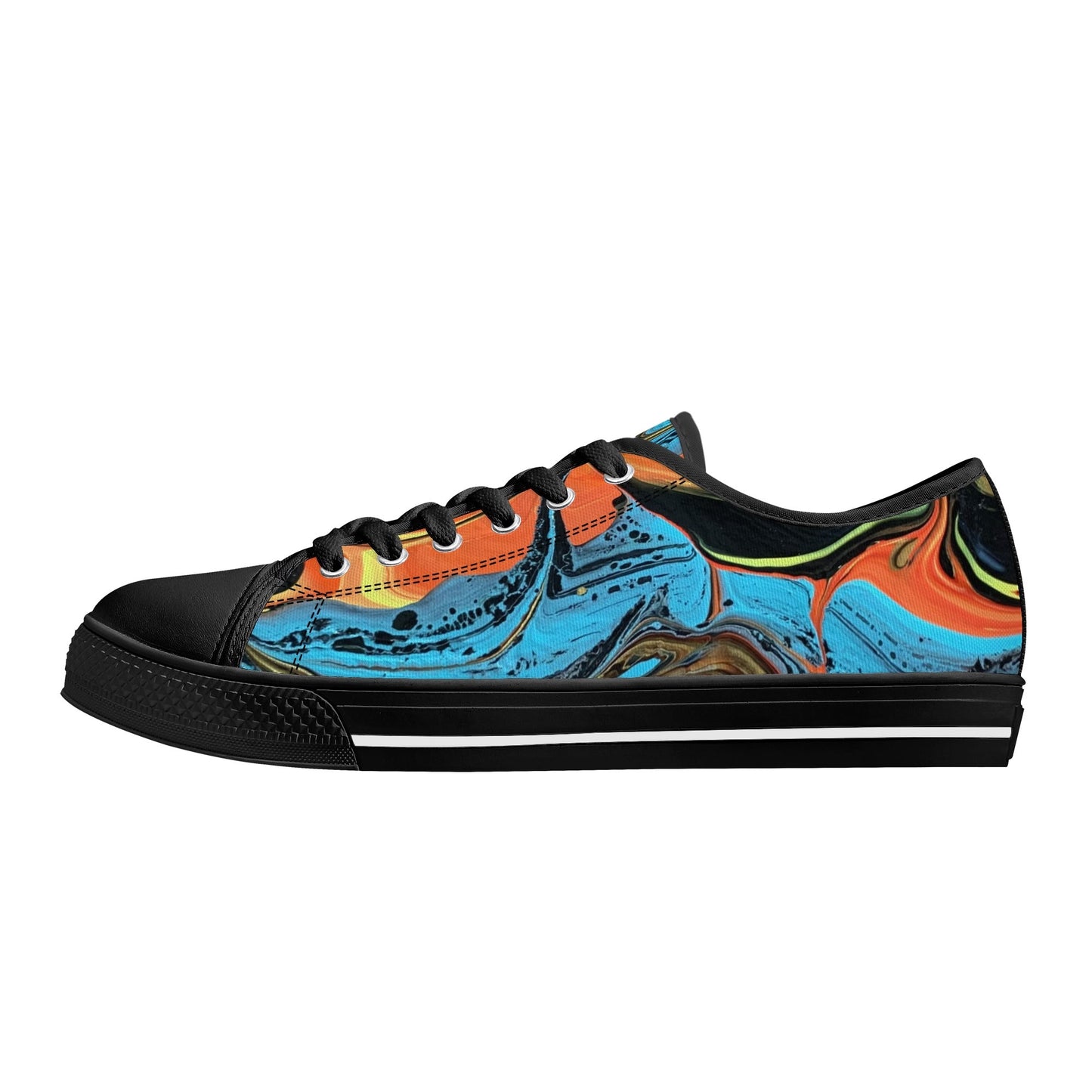 Lalola Branded Art U Wear, UNIQUE Womens Low Top Canvas Shoes, Black Branded