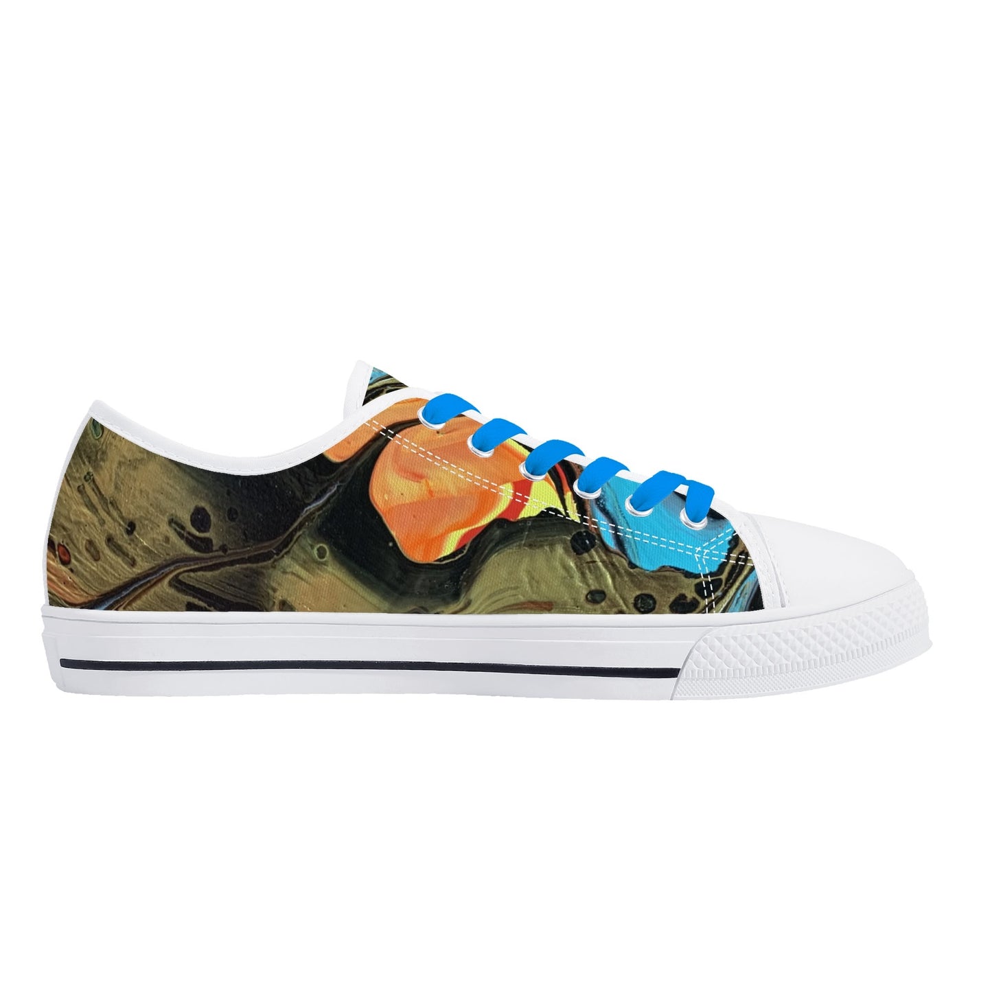 Lalola Branded Art U Wear, UNIQUE Womens Low Top Canvas Shoes, Black Branded