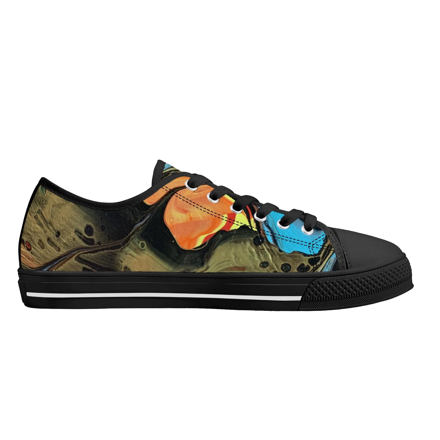 Lalola Branded Art U Wear, UNIQUE Womens Low Top Canvas Shoes, Black Branded