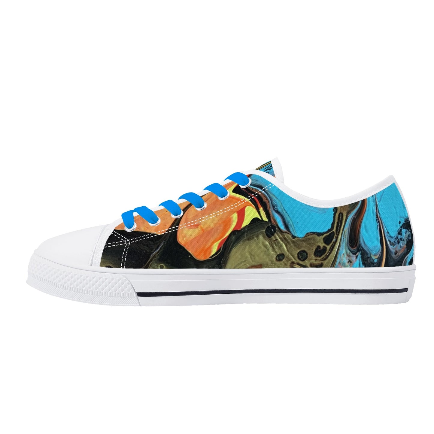 Lalola Branded Art U Wear, UNIQUE Womens Low Top Canvas Shoes, Black Branded