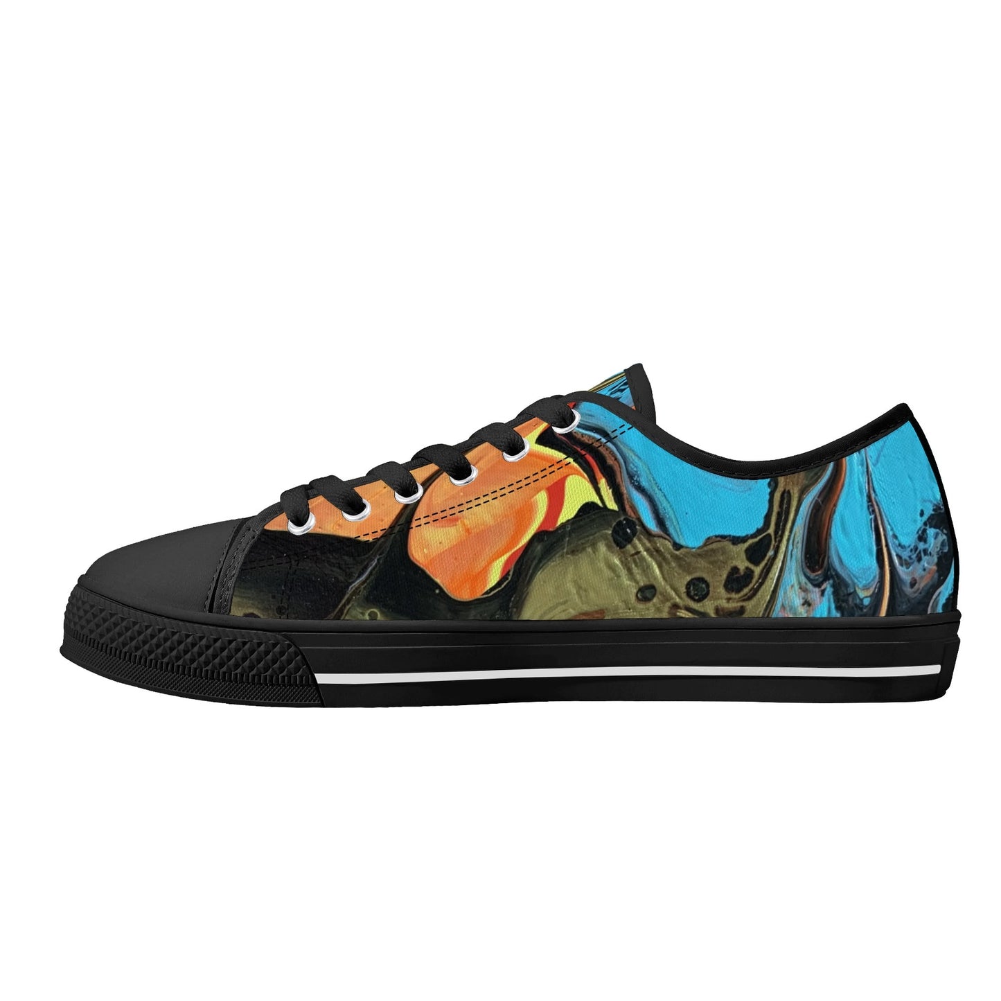 Lalola Branded Art U Wear, UNIQUE Womens Low Top Canvas Shoes, Black Branded
