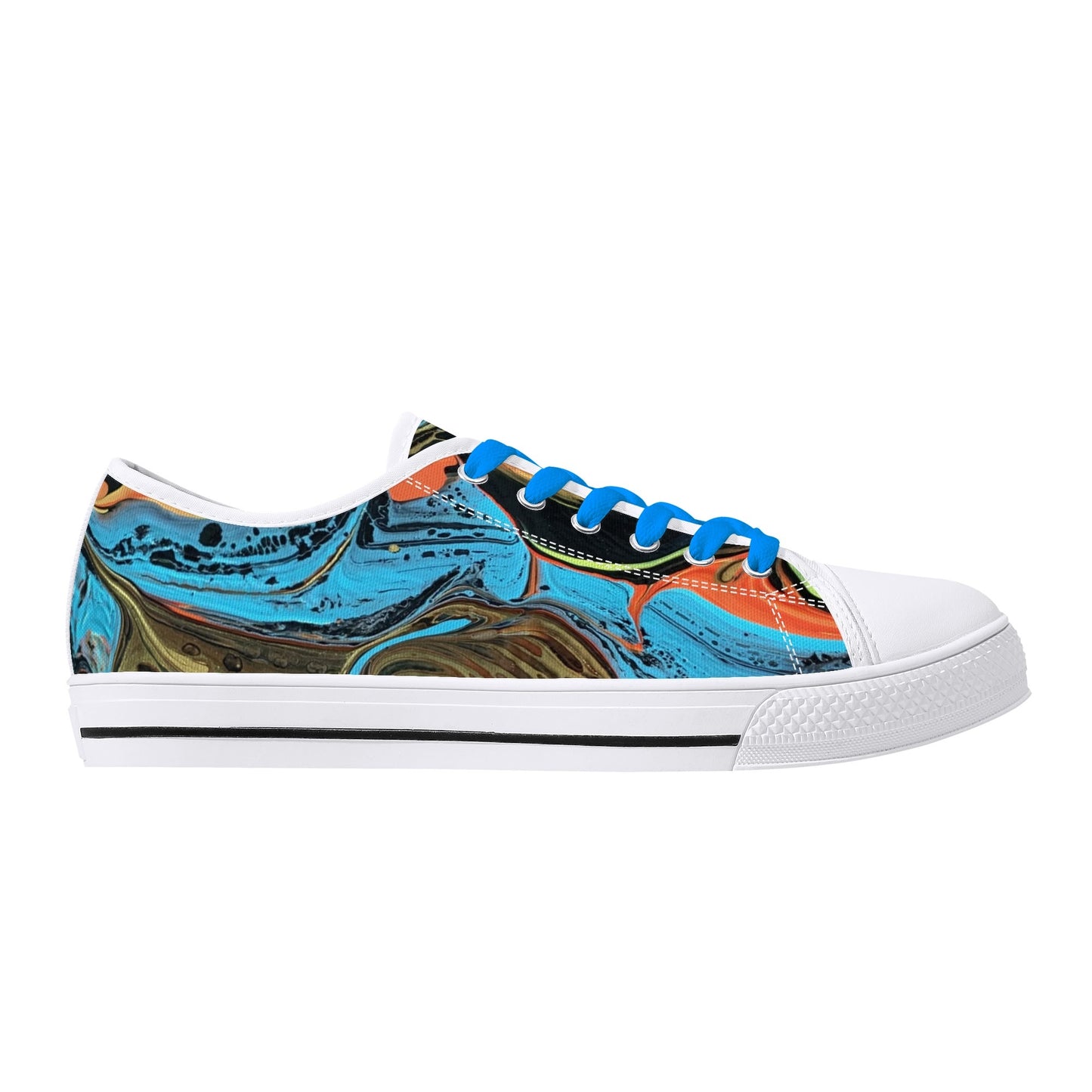 Lalola Branded Art U Wear, UNIQUE Womens Low Top Canvas Shoes, Black Branded