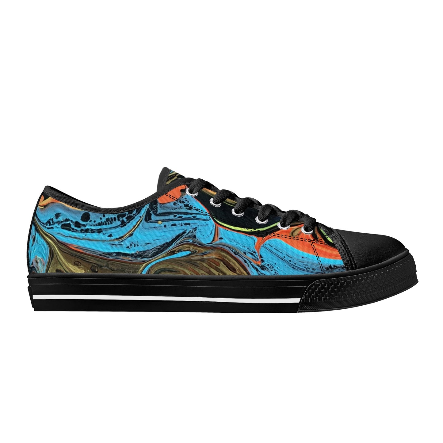Lalola Branded Art U Wear, UNIQUE Womens Low Top Canvas Shoes, Black Branded