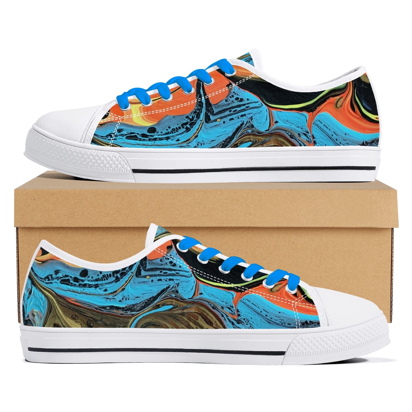 Lalola Branded Art U Wear, UNIQUE Womens Low Top Canvas Shoes, Black Branded