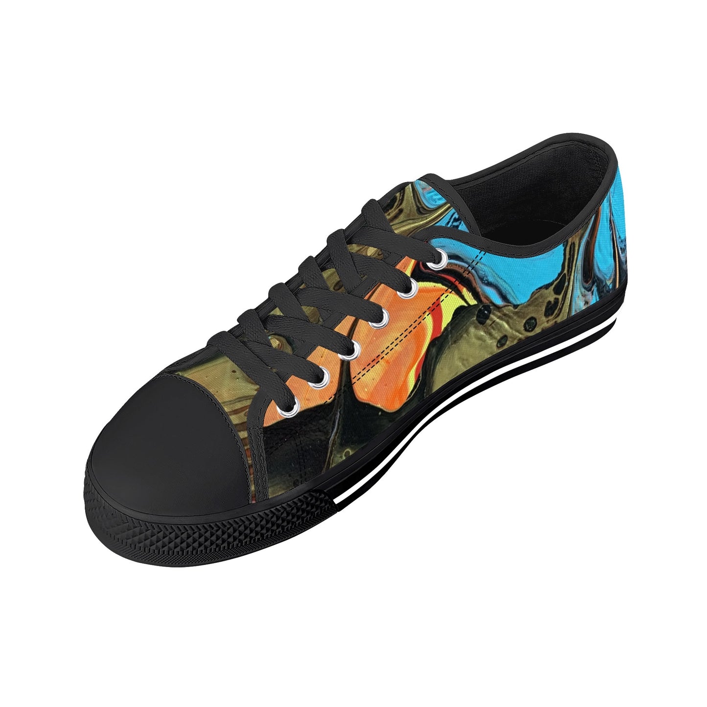 Lalola Branded Art U Wear, UNIQUE Womens Low Top Canvas Shoes, Black Branded