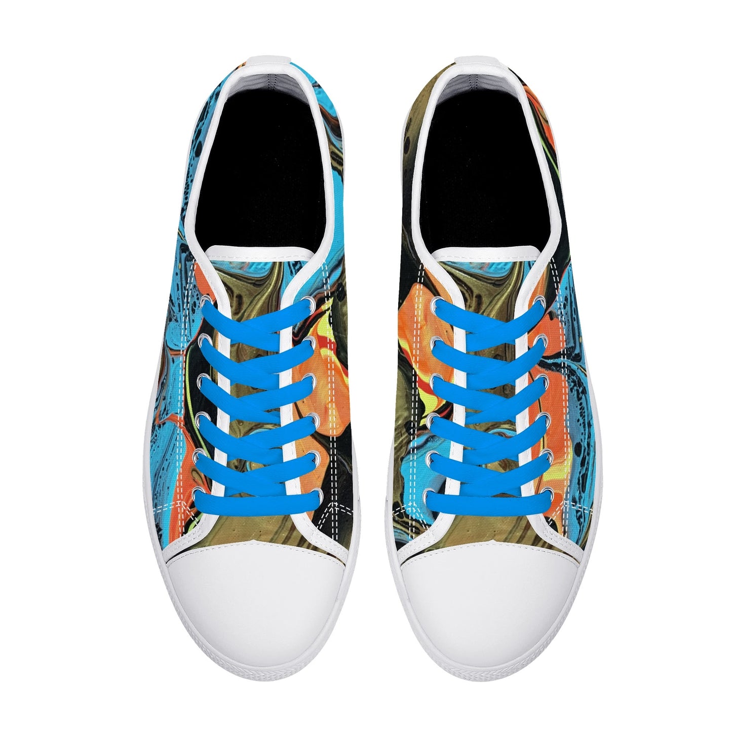 Lalola Branded Art U Wear, UNIQUE Womens Low Top Canvas Shoes, Black Branded