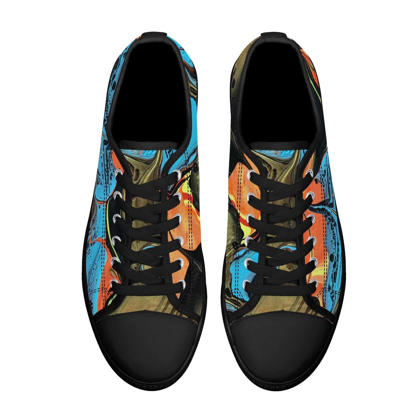 Lalola Branded Art U Wear, UNIQUE Womens Low Top Canvas Shoes, Black Branded