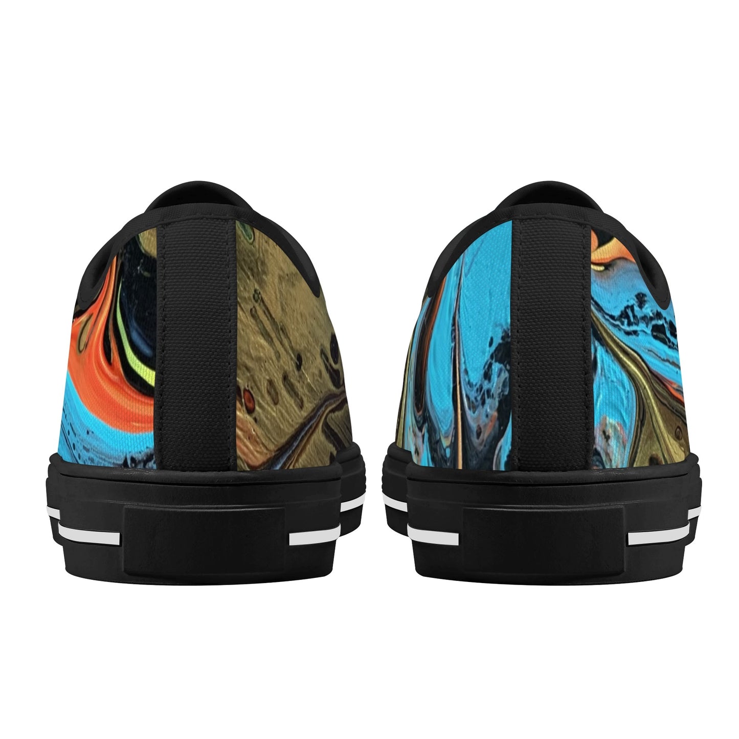 Lalola Branded Art U Wear, UNIQUE Womens Low Top Canvas Shoes, Black Branded