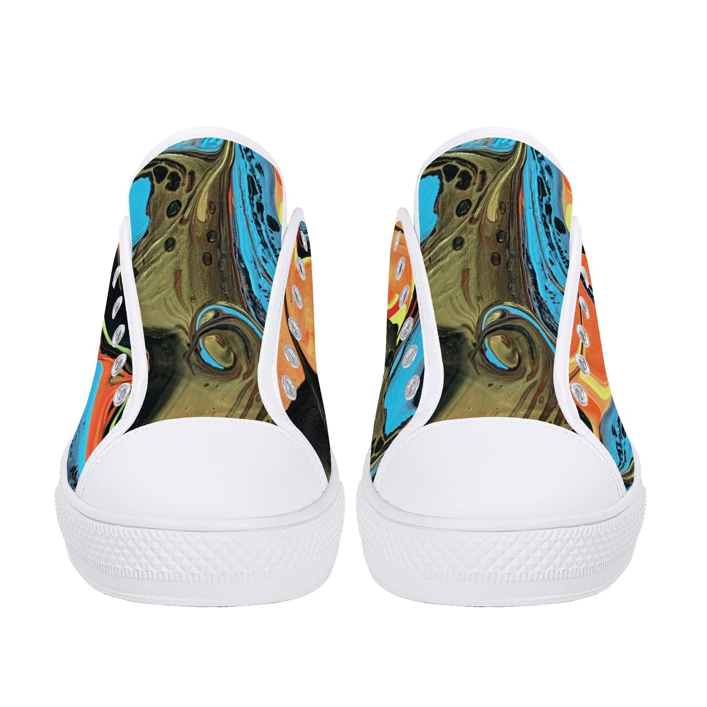 Lalola Branded Art U Wear, UNIQUE Womens Low Top Canvas Shoes, Black Branded