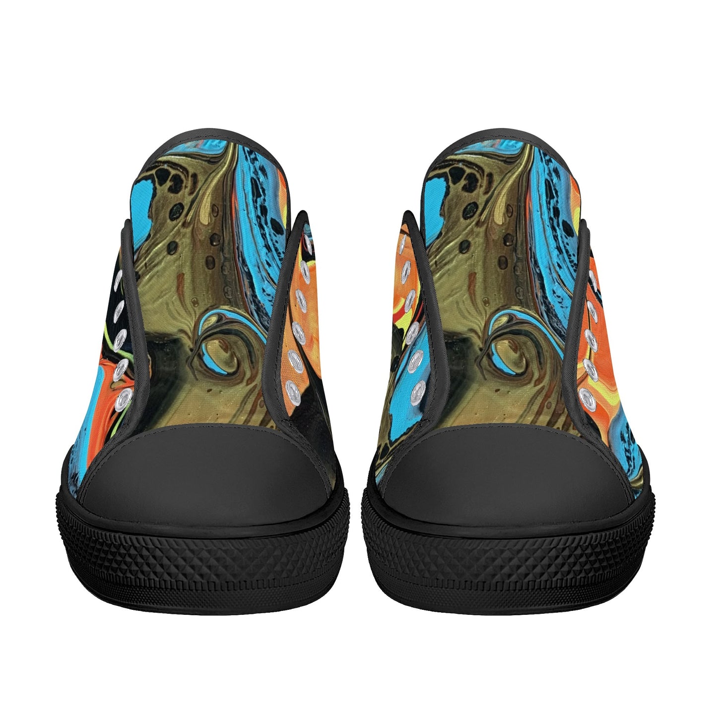 Lalola Branded Art U Wear, UNIQUE Womens Low Top Canvas Shoes, Black Branded