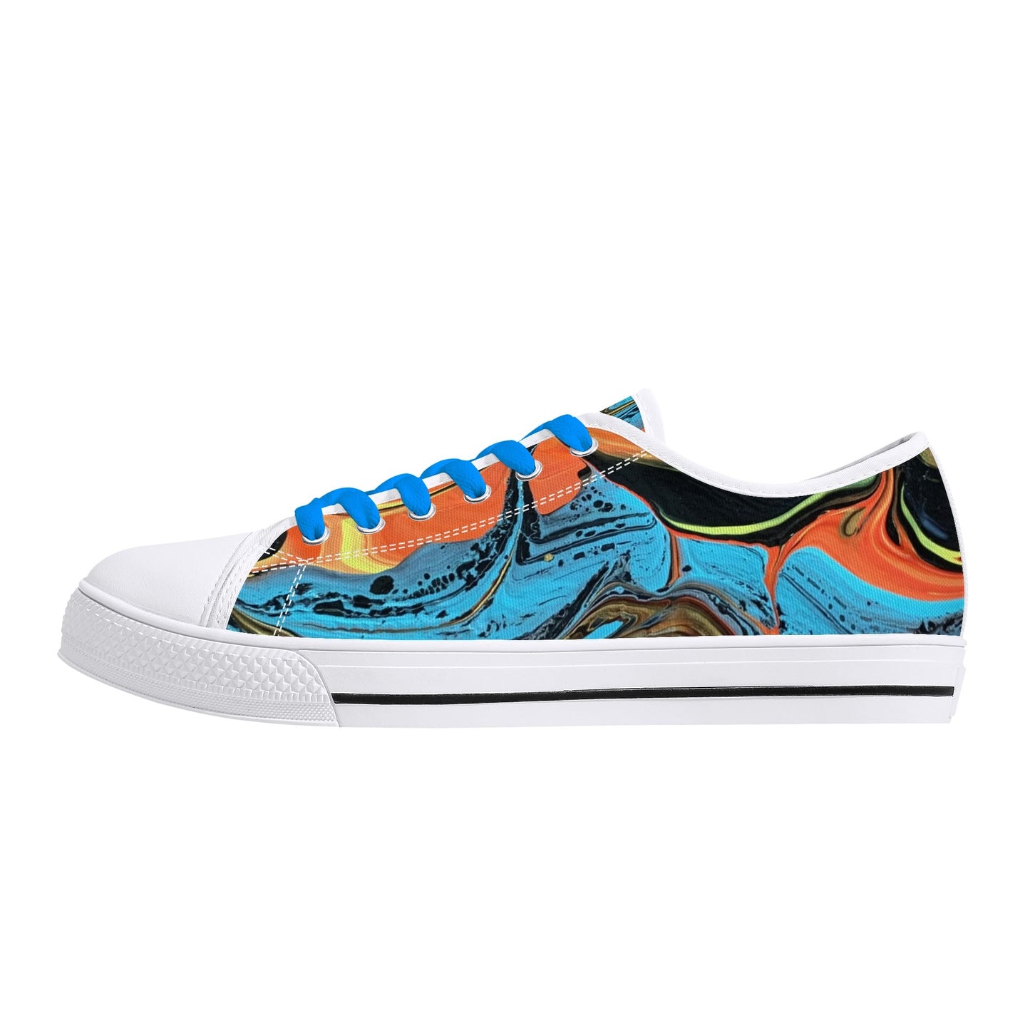 Lalola Branded Art U Wear, UNIQUE Womens Low Top Canvas Shoes, Black Branded