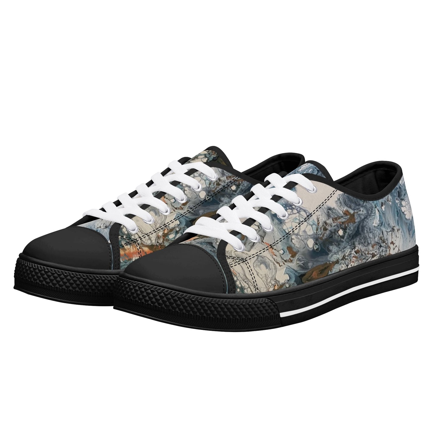 Lalola Branded Art U Wear, UNIQUE Womens Low Top Canvas Shoes, Black HooArt Branded
