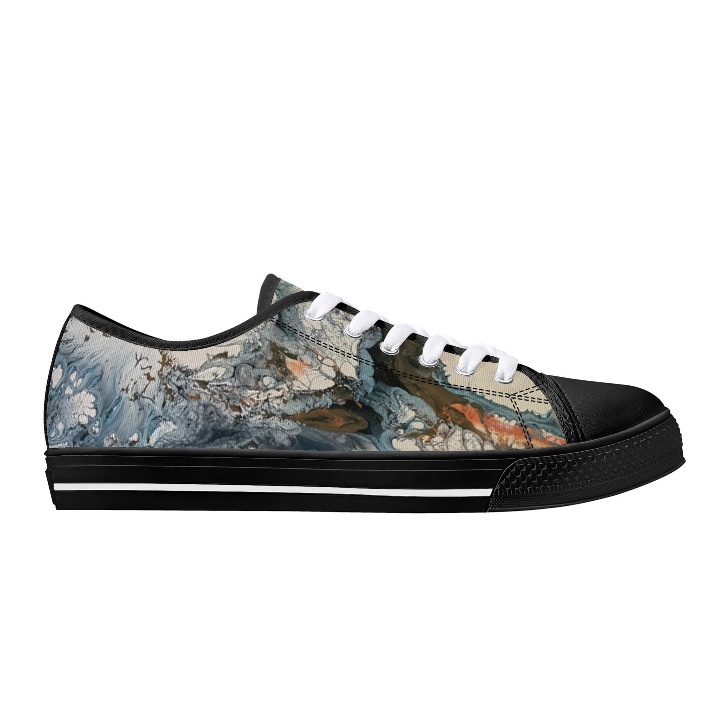 Lalola Branded Art U Wear, UNIQUE Womens Low Top Canvas Shoes, Black HooArt Branded