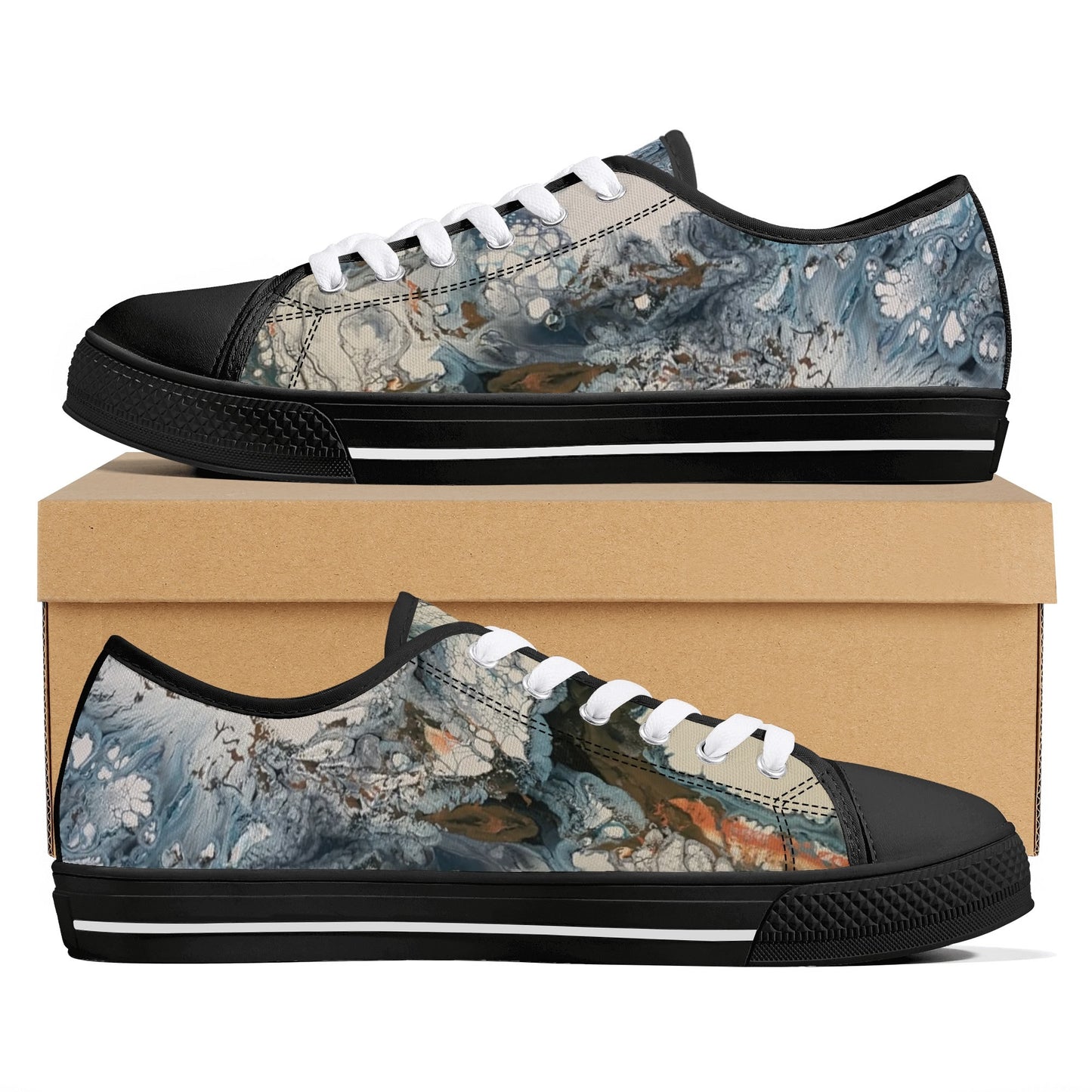 Lalola Branded Art U Wear, UNIQUE Womens Low Top Canvas Shoes, Black HooArt Branded