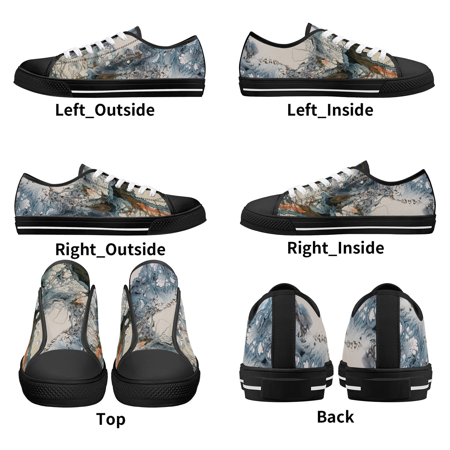 Lalola Branded Art U Wear, UNIQUE Womens Low Top Canvas Shoes, Black HooArt Branded