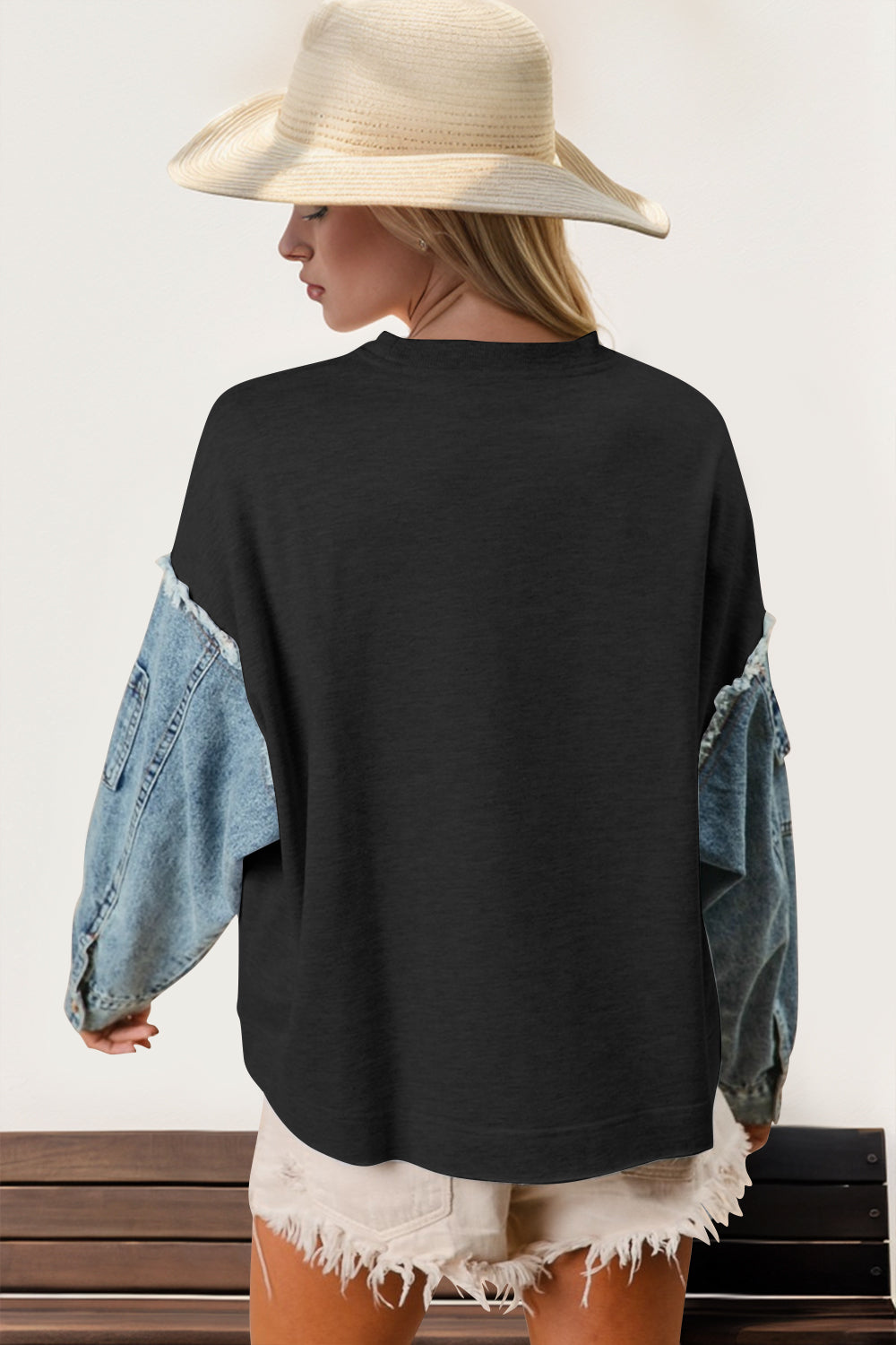 Raw Edge Star Contrast Sweatshirt