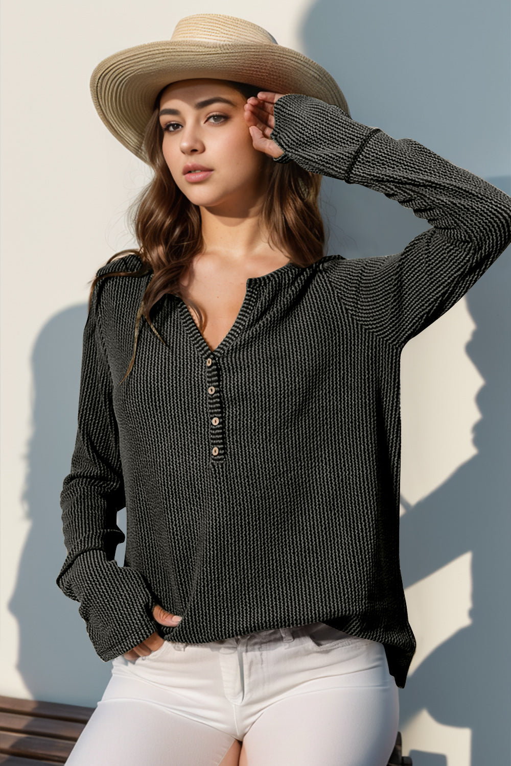 Long Sleeve T-Shirt Notched Thumbhole