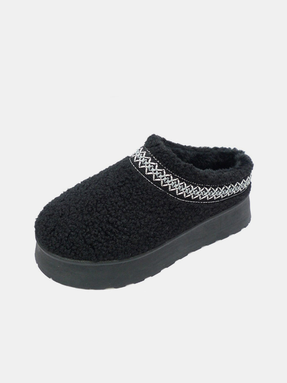 Embroidered Trim Platform Sherpa Boots, oh so comfy and oh so stylish!