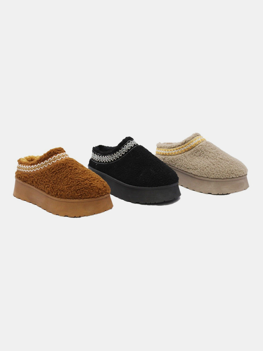 Embroidered Trim Platform Sherpa Boots, oh so comfy and oh so stylish!