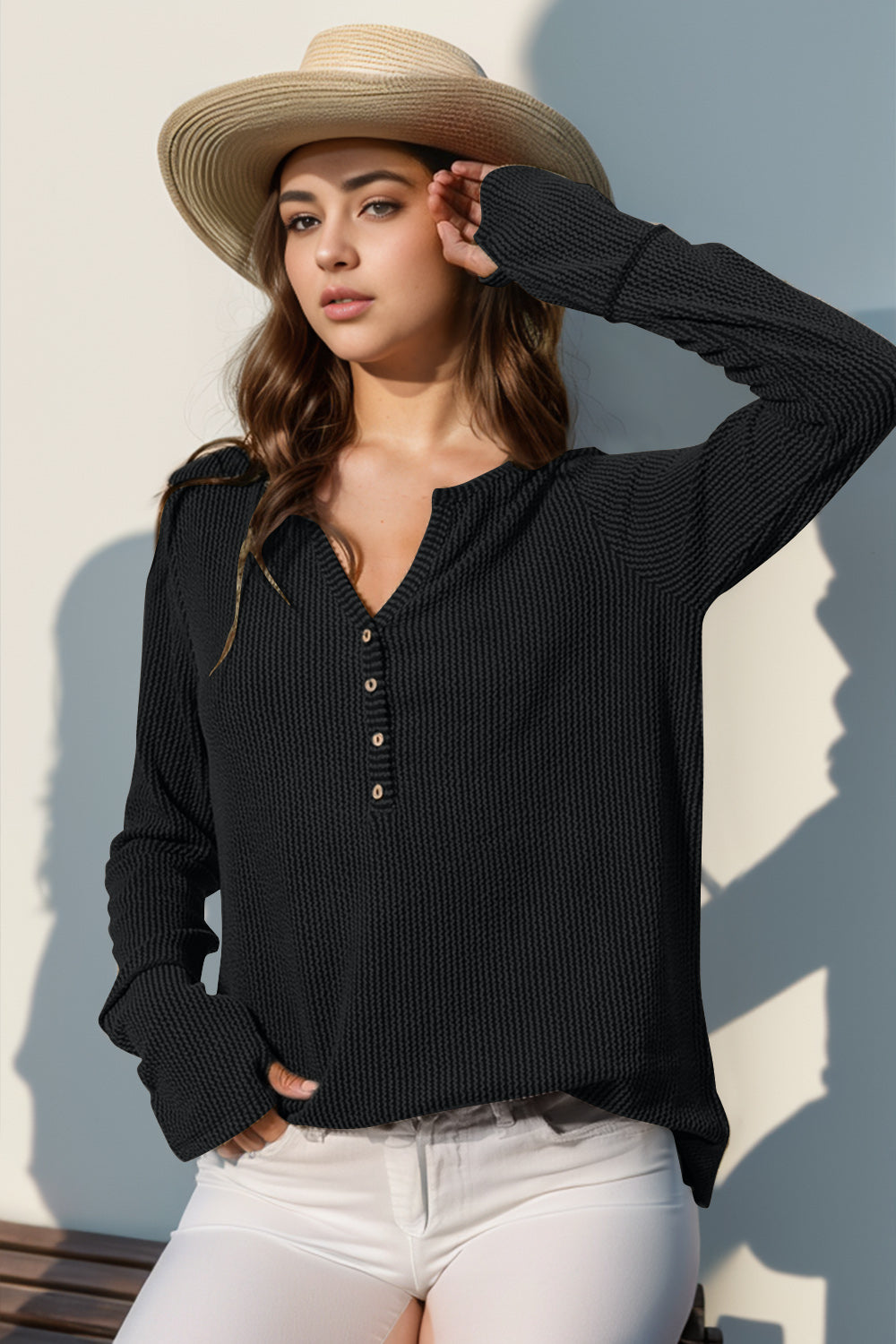 Long Sleeve T-Shirt Notched Thumbhole